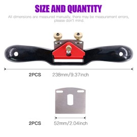 Swpeet 2Pcs 10'' Adjustable Spokeshave with Flat Base and 2Pcs Replacement Blades, Metal Blade Wood Working Hand Tool Perfect for Wood Craft, Wood Craver, Wood Working