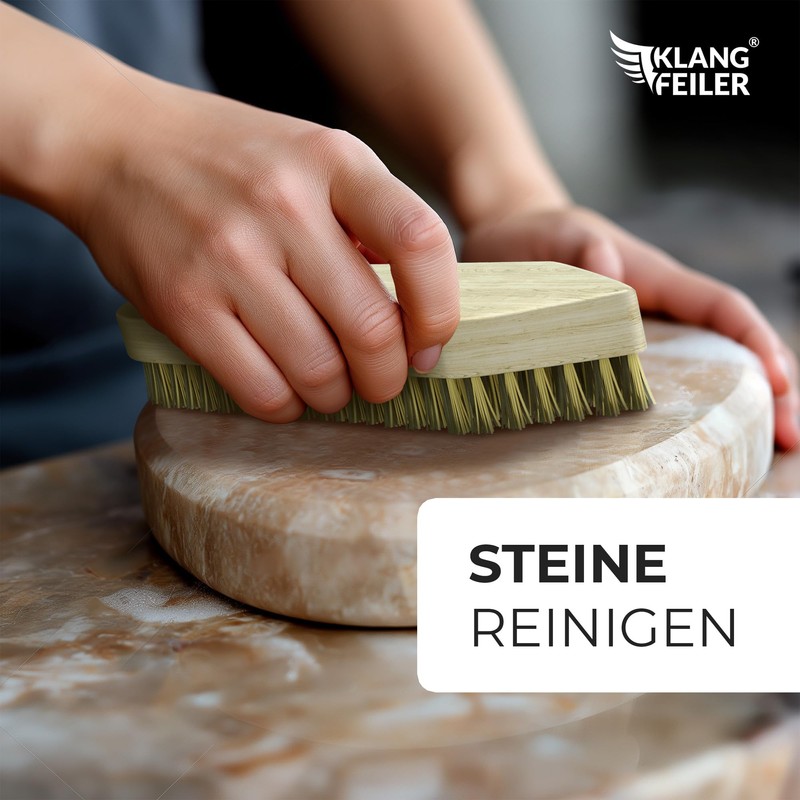 Klangfeiler® 2 Wooden Scrubbing Brushes, Hard and Very Hard, Made