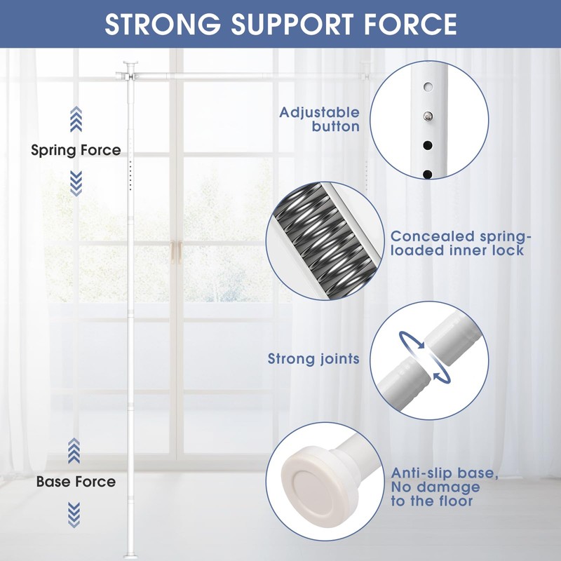 AKTOP Room Divider, No Drilling Curtain Tension Rods Wall Divider
