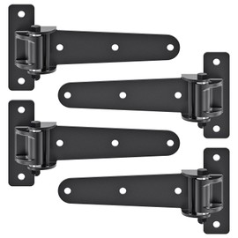 Insaga Heavy Duty Gate Hinges 1000 LBS, 13'' Strap Hinges with Ball Bearings, 6mm Thick Carbon Steel Weld-On or Bolt-On Hinges, 180° One Way Open for Barn Farm Fence Shed Garden Gates (4Pcs, Black)
