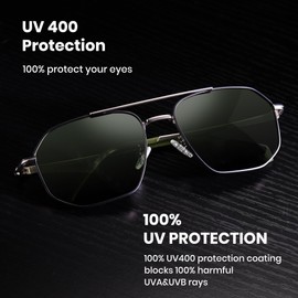 Cyxus Sunglasses for Men Polarized Sunglasses for Men Aviator Sunglasses UV400 Protection for Driving Golf Fishing Green Gun 1021