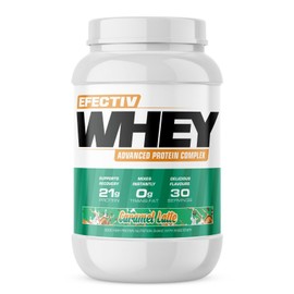 EFECTIV Whey Protein | Advanced Protein Complex | Build Muscle | Recovery | Gluten Free | 30 Servings | (900 Grams, Caramel Latte)