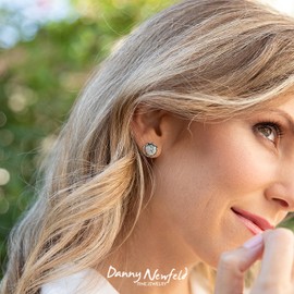 Paz Creations Women's 925 Sterling Silver Roman Glass Patina Stud Earrings - Handcrafted In Israel Round-Cut Ball Earring - Unique Natural Organic Jewelry For Her