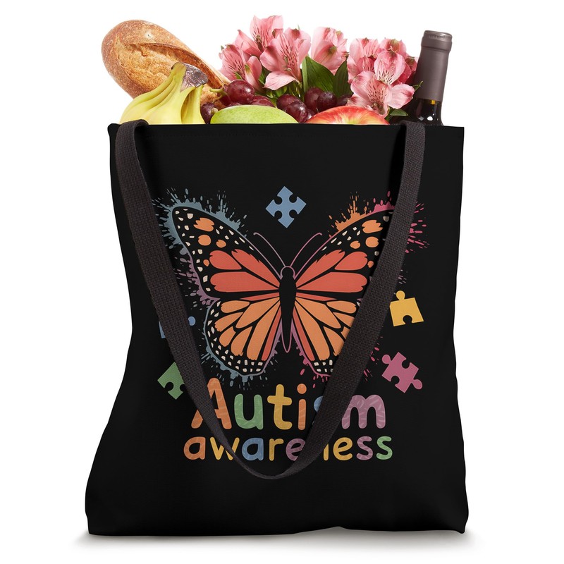 Autism Awareness Month Butterfly Puzzle Pieces Support Gift Tote Bag
