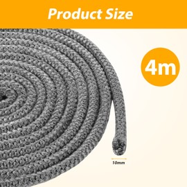 SAVITA Sealing Tape for Oven Doors, 10 mm x 4 m, Robust Graphite Impregnated Fireplace Door Seal, Fibreglass Seal, Replacement Wood Stove Door Seal for Fireplaces Wood Stoves