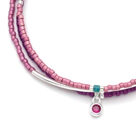 Scout Curated Wears - Tonal Chromacolor Miyuki Bracelet Trio - Fuchsia/Silver