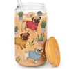 Pug Gift for Women,16 oz Glass Cup with Lids and