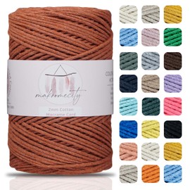 Makromecity, Cotton Macrame Yarn 2 mm x 180 m Brick Recycled Cotton for Crocheting Cotton Macrame Cord for Crafts Home Decorations Place Plate Shoulder Bag Crochet Bags Runner