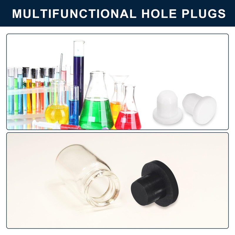 sourcing map 16 Pieces White Rubber Stopper, 5.3mm Plug Holes