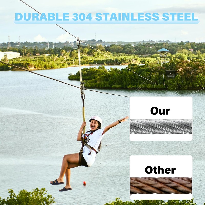1/2” Stainless Steel Cable, 30ft 304 Stainless Steel Aircraft Cable