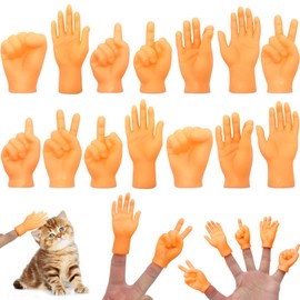 RAFIYU Mini Hand Finger Puppets, Pack of 14 Small Hands, Tiny Hands, Finger Puppet Set, Rubber Finger Puppets, Left and Right Hand, Finger Puppets Prank Toy for Pets, Cats, Children, Games Party