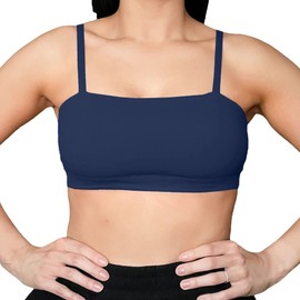 Aoxjox Women's Workout Bandeau Sports Bras Training Fitness Running Yoga Crop Tank Top (Navy, Medium)