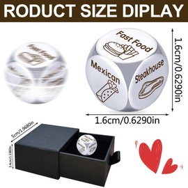 Food Dice for Her Him Couples, Dice Games for Valentines Day Gifts Date Night Dice for Women Men Dinner Dice Birthday Gifts for Husband Wife Boyfriend Girlfriend Funny Gift Ideas