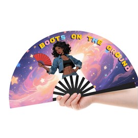 Clack Fans for Line Dancing, Boots on The Ground Hand Fan, Where Them Fans At, Line Dance Popping Fan for Dance, Party, Decoration, Festival, 26In (Style5)