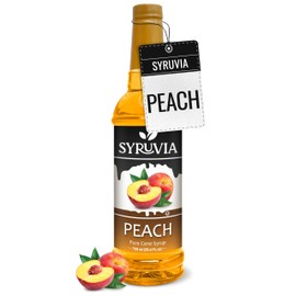 Syruvia Peach Syrup, Flavored Syrup for Drinks, Cocktails, Lemonades, Iced Teas, and Desserts – 25.4 fl oz