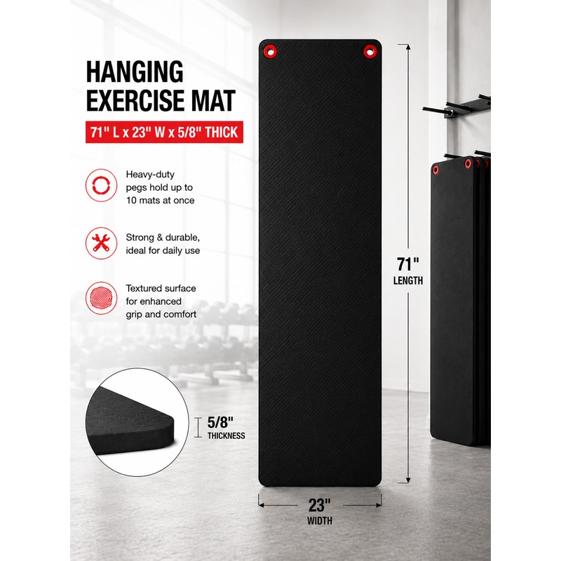 Hanging Exercise Mats for Gyms, Closed-Cell Foam Yoga & Fitness