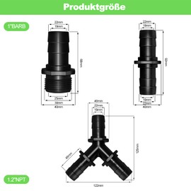 Longrun Hose Connector 1 Inch Y Piece Hose Nozzle Hose Clips Hose Connector for Pool Fountain Washing Machine Dishwasher Drain Hoses