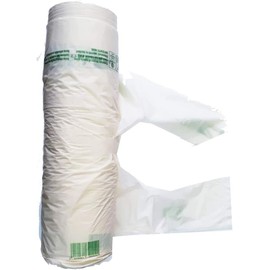 200 Bags per Roll 22 + 12 x 50 cm (22 + 6.5 + 6.5 x 50 cm) 60% Biobase Shopper Bags with White Folds Biodegradable UNI EN 13432 Home Grocery Stores (200)