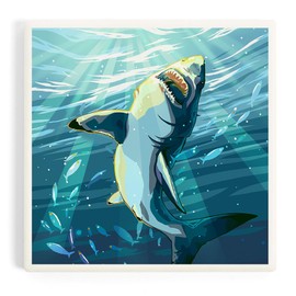 Stylized Great White Shark (Absorbent Ceramic Coaster, Single, Cork Back, Kitchen Table Decor)