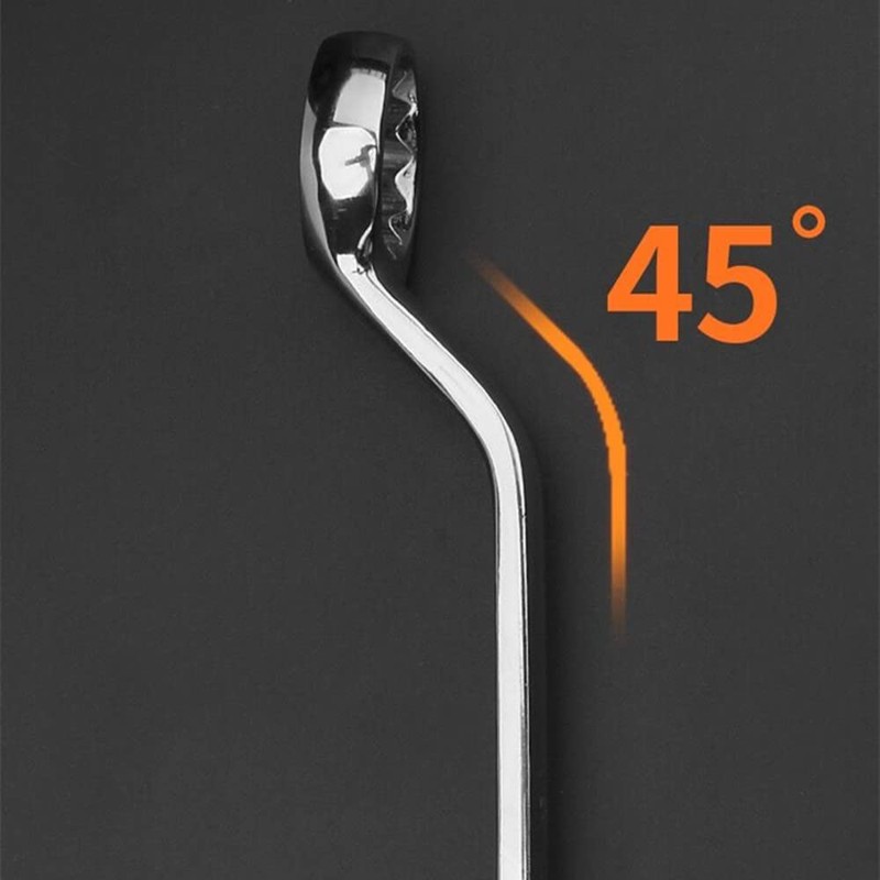 Double Mouth Glasses Wrench (45°), Glasses Wrench, CR-V Steel, 0.7
