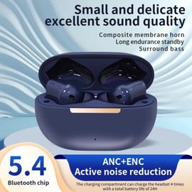 TINGER in-Ear ANC Wireless Earbuds, 35dB Active Noise Canceling Bluetooth Headphones, 24H Playtime Hi-Fi Bass Earphones with IPX4 Waterproof, Built-in Mic for Travel Workout (Blue)
