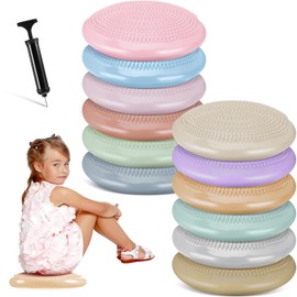 Amylove 13 Pcs Inflated Wobble Cushion Wiggle Seat for Kids Flexible Seating Exercise Balance Disc Stability Balance Pad Sensory Seat Balance Boards for Office School, Pump Included (Morandi)