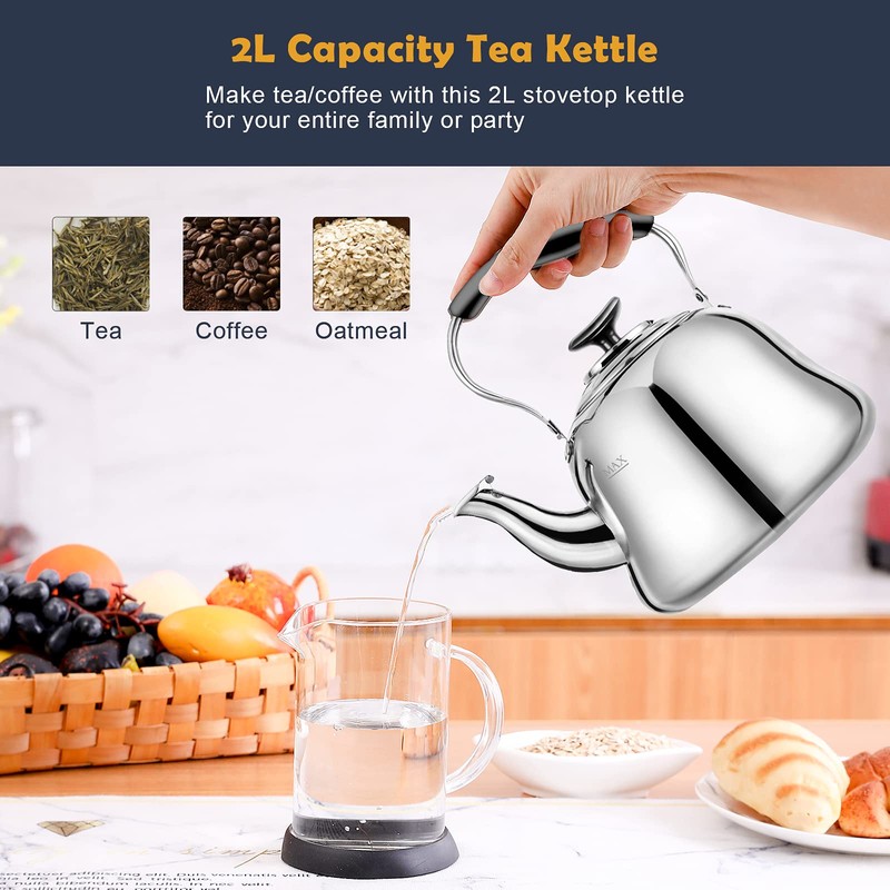 Tea Kettle Stovetop Whistling Teakettle ClassicTeapot Stainless Steel Tea Pots
