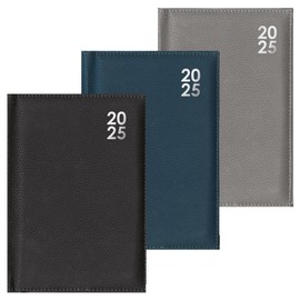 2025 A5 Page a Day Diary Padded Backed Cover Dairy Full Year Planner Half Page Weekend (Blue)