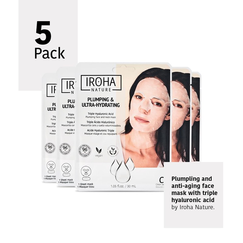 IROHA NATURE, Anti-Aging Skin Care Mask - Pack of 5