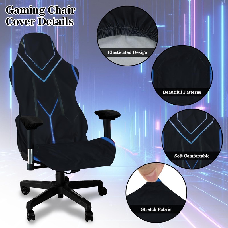 Yilnlg 4Pcs Stretch Gaming Chair Cover Breathable Washable Protective Cover