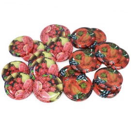com-four® 20 x Replacement Lids for Jam Jars "Fruit" - Screw Lid for Jars and Preserving Jars - TO 66 mm [Selection Varies] (Pack of 20 - TO 66 mm Fruit Mix)