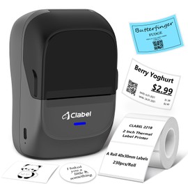 CLABEL Label Maker Machine: 221B Thermal Bluetooth Label Printer Barcode Portable Printer Wireless Sticker Maker Machine for Small Business Compatible with 1 Roll 40x30mm Upgrade Label (Gray)