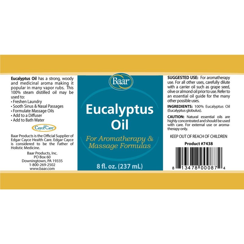 Baar Eucalyptus Oil, 8 Ounces
