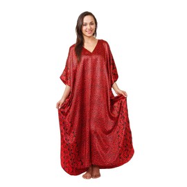 Up2date Fashion Women's Caftan/Kaftan, Red Cheetah Print with Aztec Border, One Size, Style Caf-70