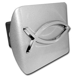 Elektroplate Christian Fish All Metal Brushed Chrome Hitch Cover for Trucks and SUVs | Fits Standard 2" Trailer Hitch Receivers | Premium Weatherproof