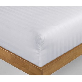 Luxevoir® Double Fitted Sheet - Ultrasoft Satin Stripe Microfiber - 40 CM Extra Deep Skirt - Hypoallergenic - Breathable & Noiseless - Double 137x191+40 cm