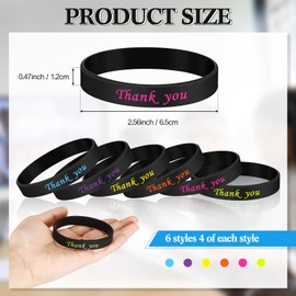 Yinkin 24 Pcs Christmas Employee Appreciation Gifts Bulk, Thanksgiving Day Gifts for Employee Coworker Silicone Bracelets Thank You Gifts for Women Men Employee Retirement Appreciation Gifts, 6 Styles