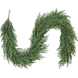 Tulvend 9FT Christmas Pine Garland - Real Touch Green Garland - Artificial Realistic Cedar Garlands for Mantel, Staircase, Tabletop - Indoor Outdoor Winter Christmas Decor