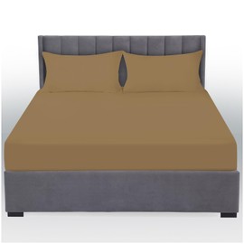 Extra Deep Fitted Sheet King Size - Non Iron & Anti-Wrinkle Sheet Fitted, Deep Pocket 16 Inch (40Cm) Deep Fitted Bed Sheets, Mocha