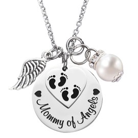 LParkin Mommy of Angels Necklace Infant Child Loss Memorial Pregnancy Loss Miscarriage Stillborn (Mommy-angels-Necklace)