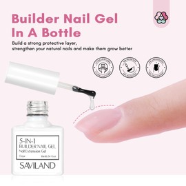 SAVILAND Saviland 15ml Nail Dehydrator and Primer and Cuticle Oil for Nails with 6 Colors 5 in 1 Clear Milky Pink Nudes Gel Builder in A Bottle