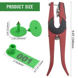 WMYCONGCONG 1-100 Number Plastic Livestock Ear Tag Animal Tags Green and 1 Pcs Ear Tag Applicator for Goat Sheep (Green)