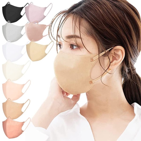 millarouge ashi 3D Mask, Sculpted Mask, Non-Woven Fabric, Complexion Mask, Non-Woven Mask, Color, Mask, Sculpted, Disposable, Mask to Make Smaller Face, Bi-Color, Cheek Mask, Won't Hurt Your Ears, For Summer, 20 Pieces, A Type, 5.4 x 4.5 inches (13.8 x 11.3 cm), Lilac Ash