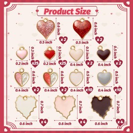 PANTIDE 94Pcs Valentine's Day Metal Heart Charm Gold Plated Pendant for Jewelry Making Necklace Bracelet Earring DIY Art Craft Accessories, Anniversary Birthday New Year Boxed Gift for Women