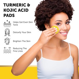 VALITIC Turmeric Kojic Acid Cleansing Pads - Exfoliating Dark Spot Remover for Face with Vitamin C, Alpha Arbutin, Niacinamide and Retinol - Kojic Acid And Turmeric Cleansing Pads - 60 Units