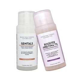 Nuestra Tierra Cosmética Kit Despigmentante para Zonas Íntimas, Crema Genitals y Booster Arbutina 7%, 100ml cada uno