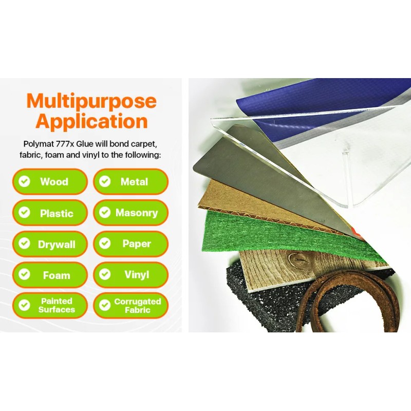 Polymat QTY(6) Polymat 777 Spray Glue Adhesive for Fabric Carpet