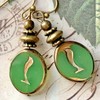 Green and Bronze Dangle Earrings. Jewelry Earrings for Women #3298FE10