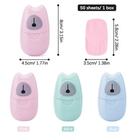6 Boxes（300 Sheets） Disposable Soap Paper, Portable Travel Soap Sheet Flakes, Mini Cute Hand Washing Bath Scented Paper Soap for Outdoor activities, Camping, Hiking(Pink, Blue, Mint)