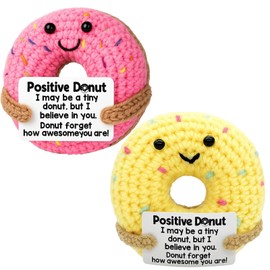 2 Pcs Emotional Support Crochet, Emotional Support Pickle, Funny Positive Crochet Donut With Inspirational Card, Mental Health Gifts For Girls Women Birthday Graduation Motivational Presents ﻿ ﻿
